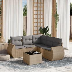 Salon de jardin avec coussins 6 pcs beige résine tressée alsavelo