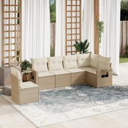 Salon de jardin avec coussins 6 pcs beige résine tressée alsavelo
