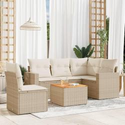 Salon de jardin avec coussins 6 pcs beige résine tressée alsavelo