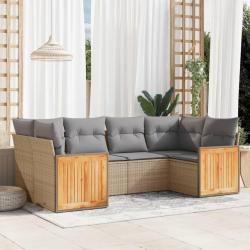 Salon de jardin avec coussins 6 pcs beige résine tressée alsavelo