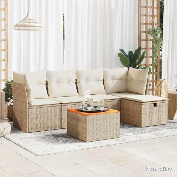 Salon de jardin avec coussins 6 pcs beige rsine tresse alsavelo