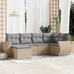 Salon de jardin avec coussins 6 pcs beige résine tressée alsavelo