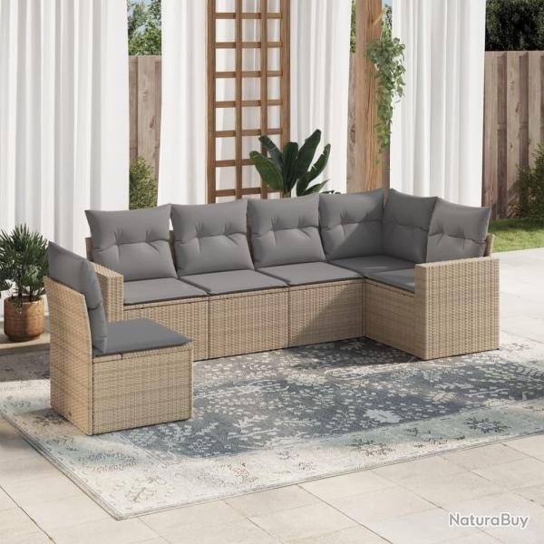 Salon de jardin avec coussins 6 pcs beige rsine tresse alsavelo