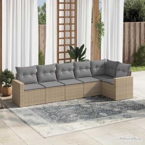 Salon de jardin avec coussins 6 pcs beige rsine tresse alsavelo