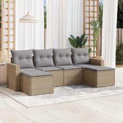 Salon de jardin avec coussins 6 pcs beige résine tressée alsavelo