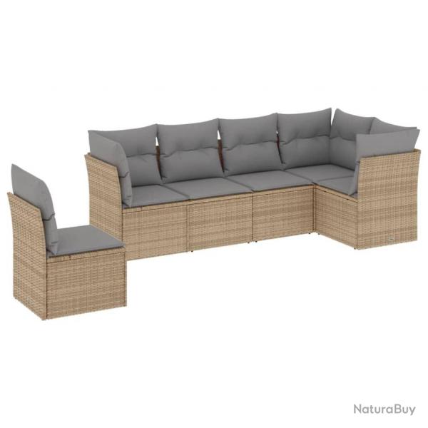Salon de jardin avec coussins 6 pcs beige rsine tresse alsavelo