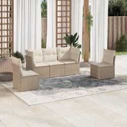 Salon de jardin avec coussins 5 pcs beige résine tressée alsavelo