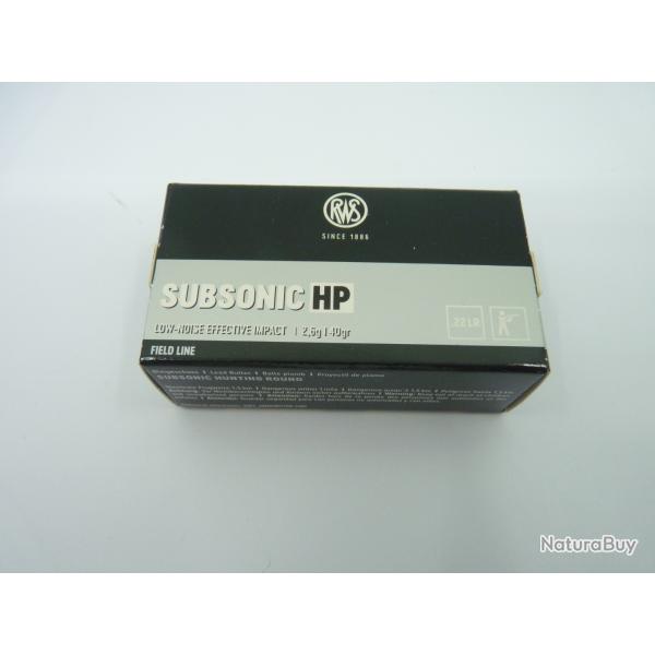 RWS SUBSONIC HP Cal.22LR boite de 50 2.6g / 40gr