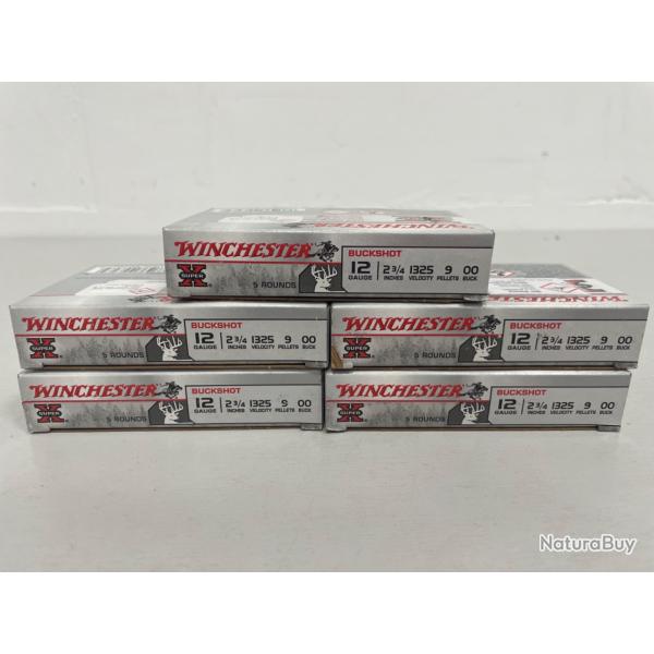 !! NEUF !! CARTOUCHE WINCHESTER CALIBRE 12/70 BUCKSHOT CHEVROTINE 9grain par 25