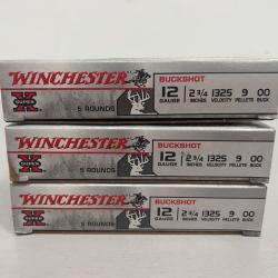 !! NEUF !! CARTOUCHE WINCHESTER CALIBRE 12/70 BUCKSHOT CHEVROTINE 9grain par 15