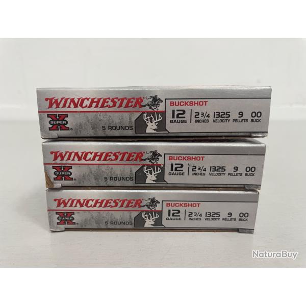 !! NEUF !! CARTOUCHE WINCHESTER CALIBRE 12/70 BUCKSHOT CHEVROTINE 9grain par 15