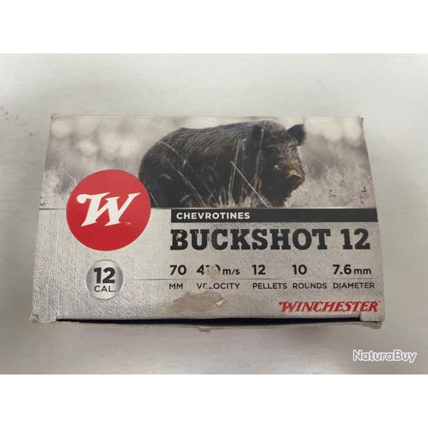 !! NEUF !! CARTOUCHE WINCHESTER BUCKSHOT CALIBRE 12/70 12grains bote de 10