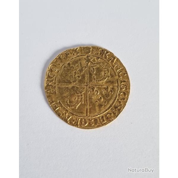Franois Ier cu d'Or au Soleil du Dauphin 4me Type Crmieu 16me , XVIme Sicle , Franois 1er