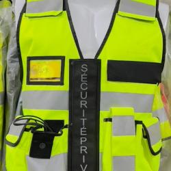 Gilet tactique sécurité privée jaune fluo