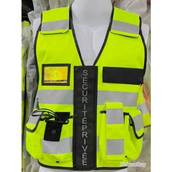 Gilet tactique scurit prive jaune fluo