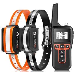 2 Colliers de Dressage pour 2 Chiens 1000m Rechargeable Étanche IP67 avec 3 Modes Orange/Noir