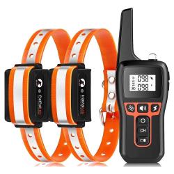 2 Colliers de Dressage pour 2 Chiens 1000m Rechargeable Étanche IP67 avec 3 Modes Orange