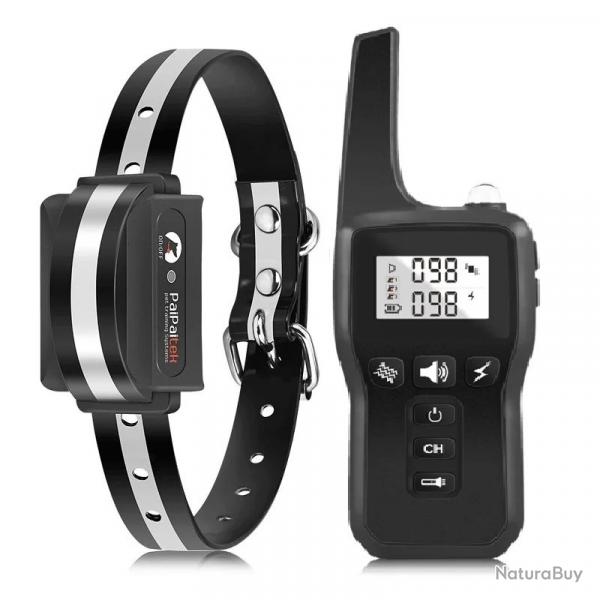 Collier de Dressage pour  Chien 1000m Rechargeable tanche IP67 avec 3 Modes Noir