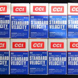 500 cartouches (10x50) .22 LONG RIFLE - CCI- "STANDARD VELOCITY"