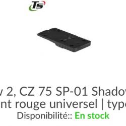 Plaque montage point rouge CZ 75 SP01 Shadow et Shadow 2 (plaque seule, l'arme n'est pas en vente)