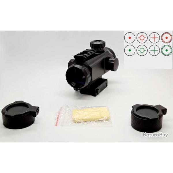 RED DOT ALUMINIUM MULTI RETICULES VERTES ET ROUGES MONTAGE PICATINNY AIRSOFT OU ARME AVEC PILE FOURN