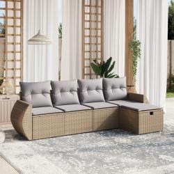 Salon de jardin avec coussins 5pcs mélange beige résine tressée alsavelo