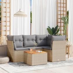 Salon de jardin avec coussins 5pcs mélange beige résine tressée alsavelo