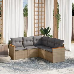 Salon de jardin avec coussins 5pcs mélange beige résine tressée alsavelo