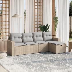 Salon de jardin avec coussins 5pcs mélange beige résine tressée alsavelo