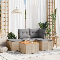 Salon de jardin avec coussins 5pcs mélange beige résine tressée alsavelo