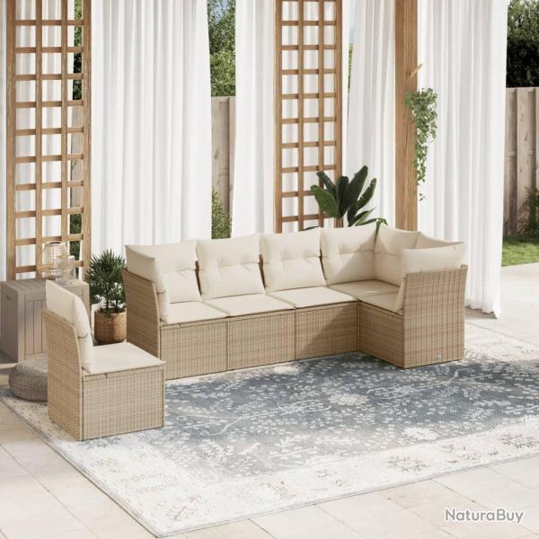 Salon de jardin avec coussins 6 pcs beige rsine tresse alsavelo