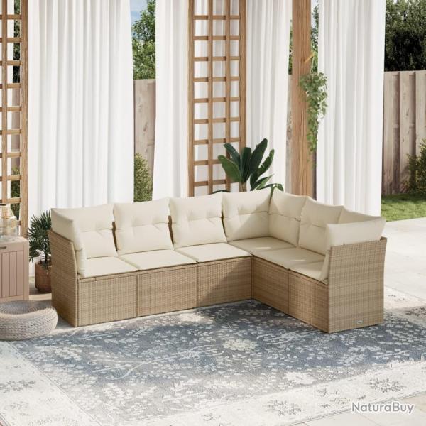 Salon de jardin avec coussins 6 pcs beige rsine tresse alsavelo