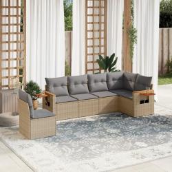 Salon de jardin avec coussins 6 pcs beige résine tressée alsavelo