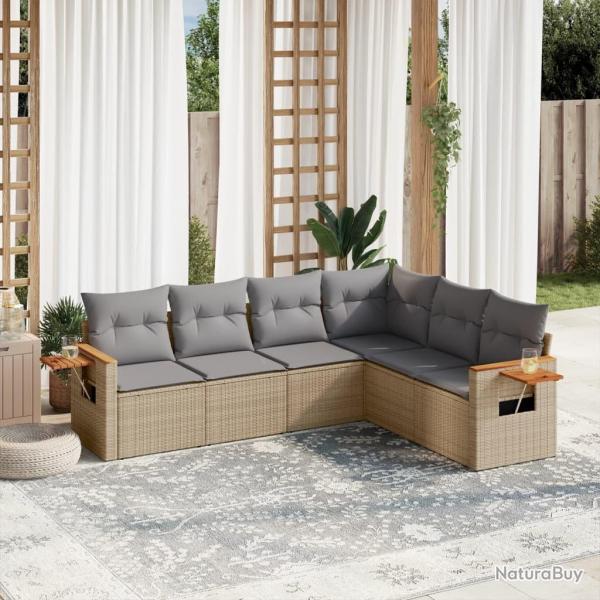 Salon de jardin avec coussins 6 pcs beige rsine tresse alsavelo