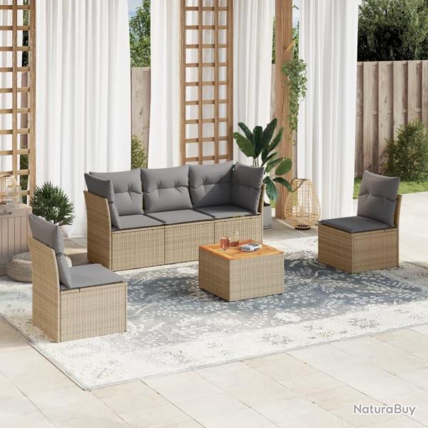 Salon de jardin avec coussins 6 pcs beige rsine tresse alsavelo