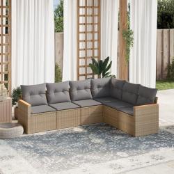 Salon de jardin avec coussins 6 pcs beige résine tressée alsavelo