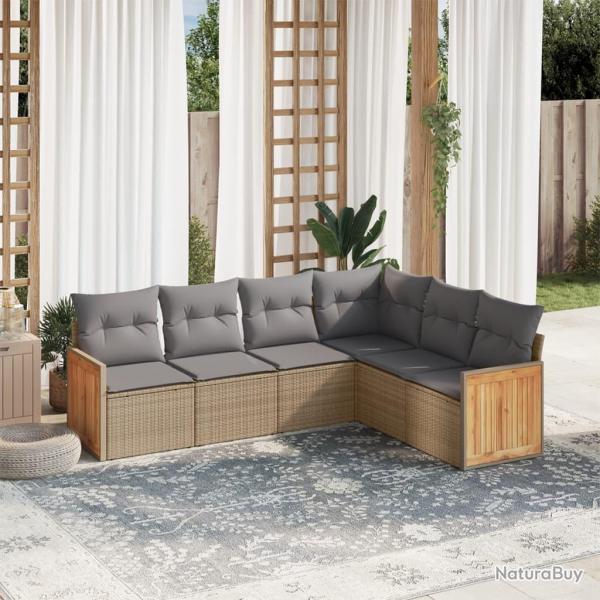 Salon de jardin avec coussins 6 pcs beige rsine tresse alsavelo