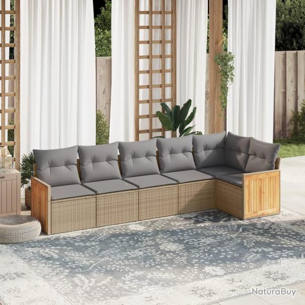 Salon de jardin avec coussins 6 pcs beige rsine tresse alsavelo