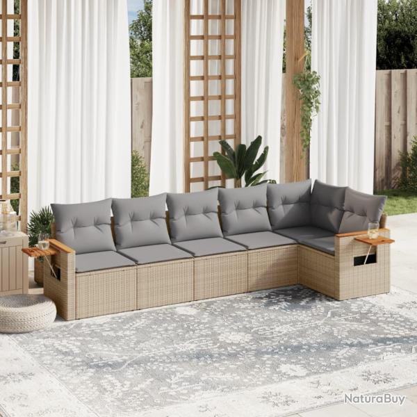 Salon de jardin avec coussins 6 pcs beige rsine tresse alsavelo