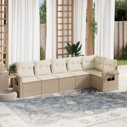 Salon de jardin avec coussins 6 pcs beige résine tressée alsavelo