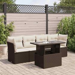 Salon de jardin avec coussins 5 pcs marron résine tressée alsavelo