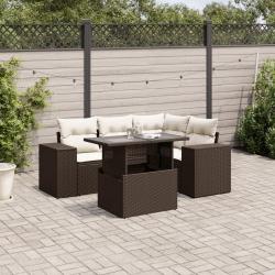 Salon de jardin avec coussins 5 pcs marron résine tressée alsavelo
