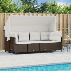 Salon de jardin avec coussins 5 pcs marron résine tressée alsavelo