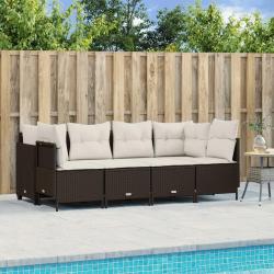 Salon de jardin avec coussins 5 pcs marron résine tressée alsavelo