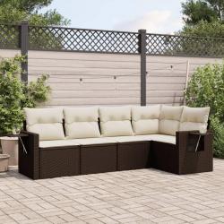 Salon de jardin avec coussins 5 pcs marron résine tressée alsavelo