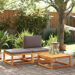 Salon de jardin avec coussins 3 pcs bois massif d'acacia alsavelo