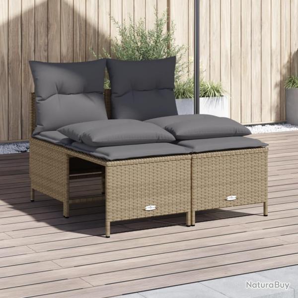 Salon de jardin avec coussins 4 pcs beige rsine tresse alsavelo