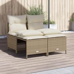 Salon de jardin avec coussins 4 pcs beige résine tressée alsavelo