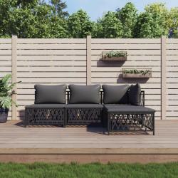 Salon de jardin avec coussins 4 pcs anthracite acier