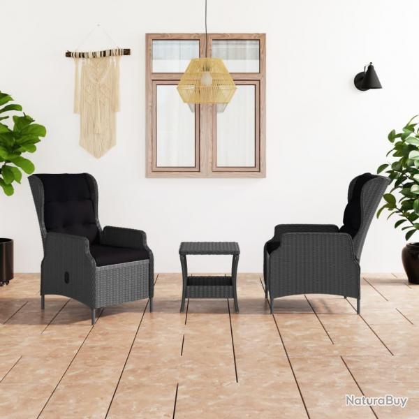 Salon de jardin avec coussins 3 pcs rsine tresse gris fonc alsavelo